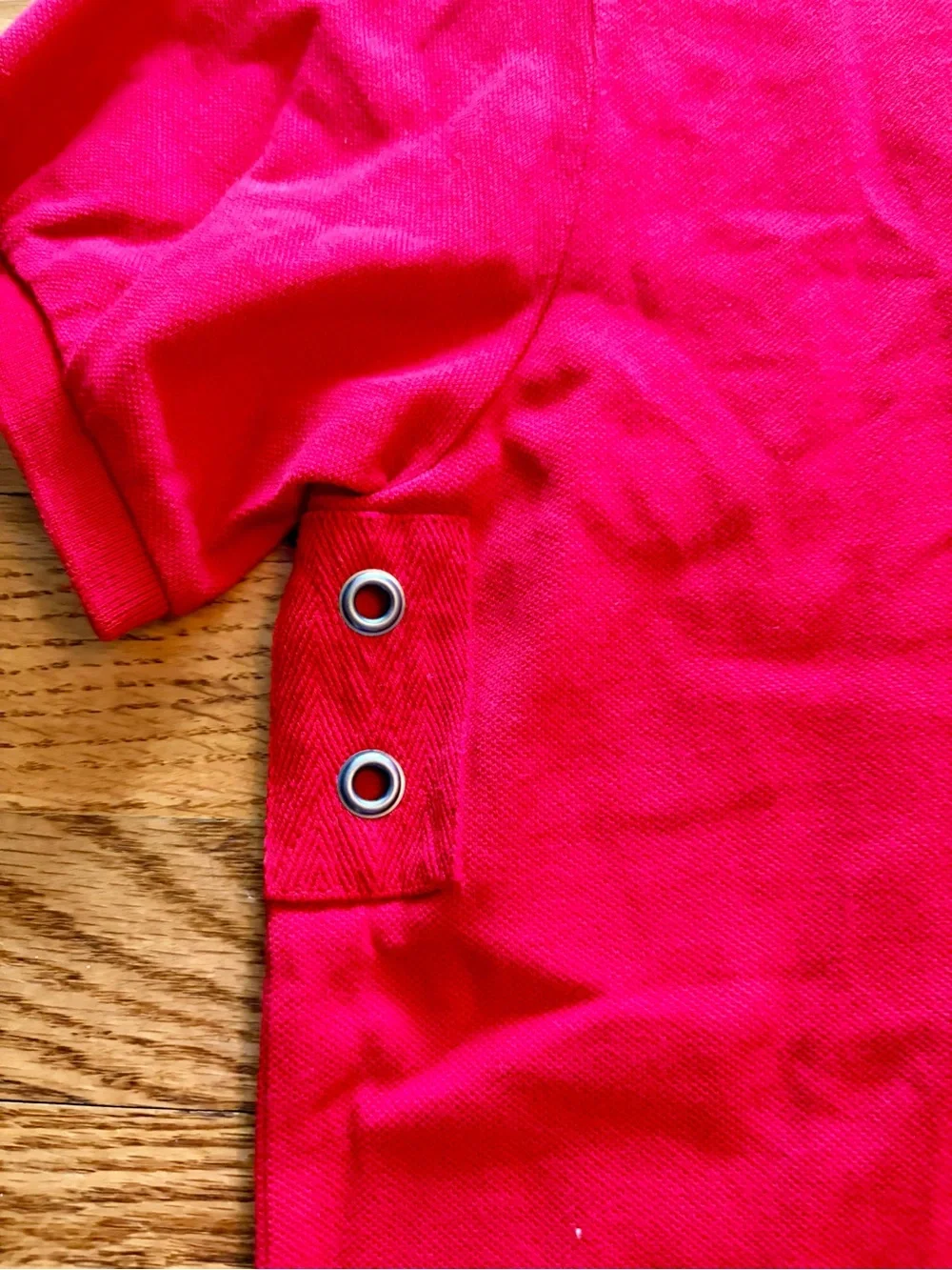 NWT Ralph Lauren Red Polo with Navy Contrast Collar and Crest. Custom Fit